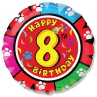 18" Happy 8th Birthday Foil Balloons