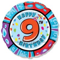 18" Happy 9th Birthday Foil Balloons
