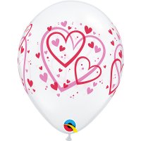 11" Pink & Red Hearts Latex Balloons 50pk