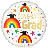 18" Congrats Grad Rainbows Foil Balloons
