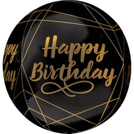 (image for) 15" Elegant Happy Birthday Orbz Foil Balloons