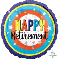 18" Happy Retirement Circles Foil Balloons