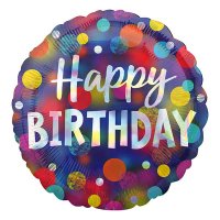 18" Happy Birthday Iridescent Dots Foil Balloons