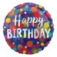 (image for) 18" Happy Birthday Iridescent Dots Foil Balloons