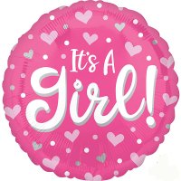 (image for) 18" Its A Girl Hearts & Dots Foil Balloons