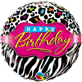 (image for) 18" Birthday Leopard And Zebra Pattern Foil Balloon