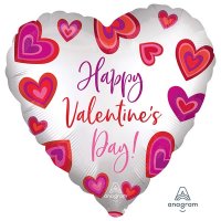 (image for) 18" Happy Valentines Day Satin Floating Heart Shape Foil Balloon