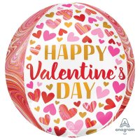 (image for) 16" Happy Valentines Day Marbling Orbz Foil Balloons