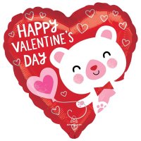 18" White Valentines Day Bear Foil Balloons