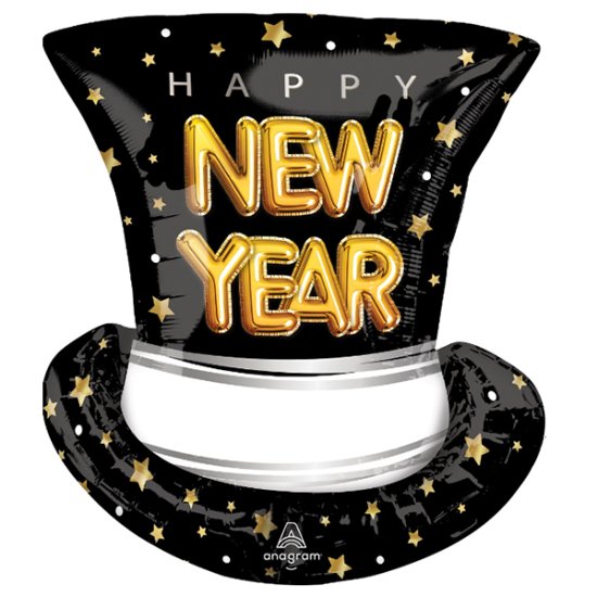 (image for) Happy New Year Cheers Top Hat Supershape Balloons