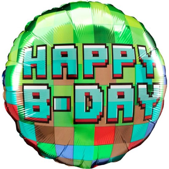 (image for) 18" Happy B-Day Pixel Party Foil Balloons