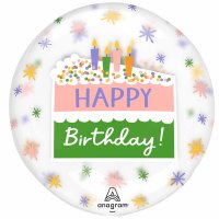 18" Happy Birthday Cake Slice Clearz Balloons