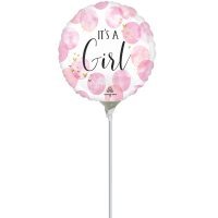 (image for) 9" Baby Girl Pink Watercolor Air Fill Balloons