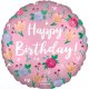 (image for) 18" Satin Happy Birthday Peony Flowers Foil Balloons