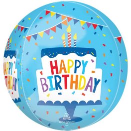 (image for) 15" Happy Birthday Tiered Cake Orbz Foil Balloons