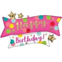 (image for) Happy Birthday Pink Confetti Banner Supershape Banner