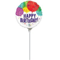 (image for) 9" Happy Birthday Balloons Air Fill Foil Balloons