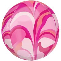 (image for) 15" Pink Macro Marble Orbz Foil Balloons