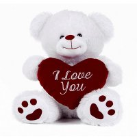 44cm White Bear With Love Heart
