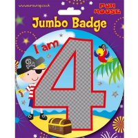 I Am 4 Pirate Jumbo Badge