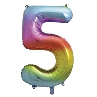 34" Unique Rainbow Number 5 Supershape Balloons