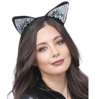 Jewelled Black Cat Ear Headband
