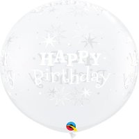 3ft Diamond Clear Birthday Sparkle A Round Latex Balloons 2pk
