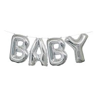 14" Silver Baby Balloons Banner Kit