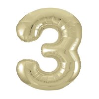 34" Unique Champagne Gold Number 3 Supershape Balloons