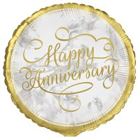 18" Gold Happy Anniversary Foil Balloons