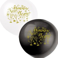(image for) 12" Glittering Happy New Year Latex Balloons 8pk