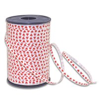 (image for) 5mm White With Red Hearts Honeymoon Curling Ribbon