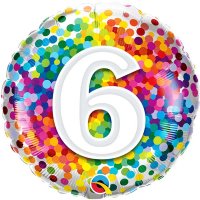 18" 6 Rainbow Confetti Foil Balloons
