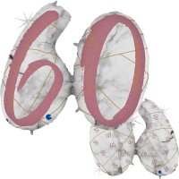 60 Rose Gold Marble Mate Shape Number Balloons