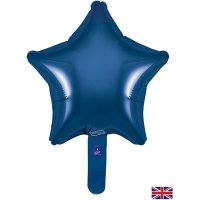 (image for) 9" Navy Blue Star Self Sealing Foil Balloons 5pk