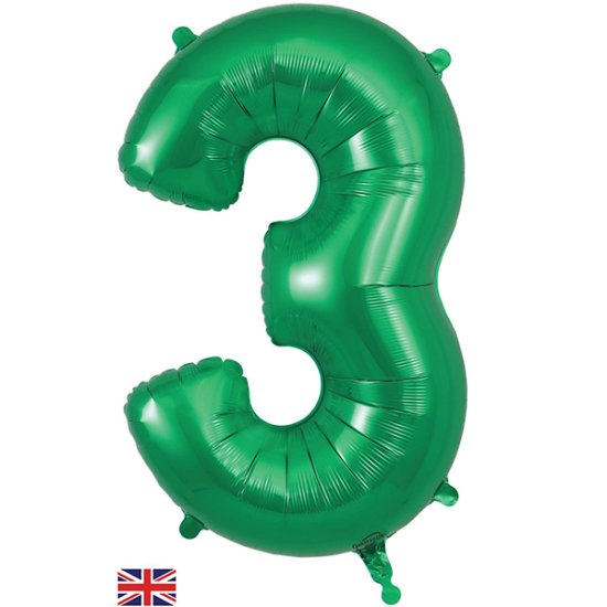 (image for) 34" Oaktree Green Number 3 Shape Balloons