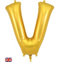 (image for) Oaktree Gold Letter V Shape Balloons