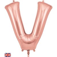 (image for) Oaktree Rose Gold Letter V Shape Balloons