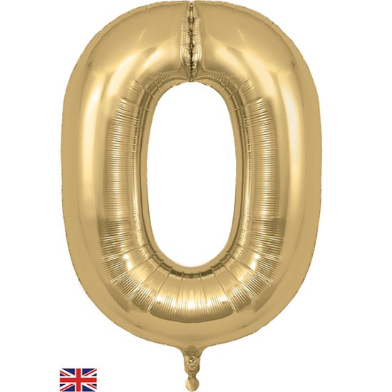 (image for) Oaktree 34" Gold Silk Number 0 Shape Balloons