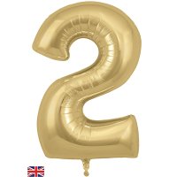 (image for) Oaktree 34" Gold Silk Number 2 Shape Balloons