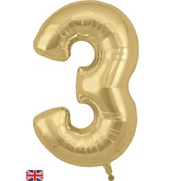 (image for) Oaktree 34" Gold Silk Number 3 Shape Balloons