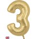 (image for) Oaktree 34" Gold Silk Number 3 Shape Balloons