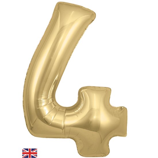 (image for) Oaktree 34" Gold Silk Number 4 Shape Balloons