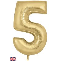 (image for) Oaktree 34" Gold Silk Number 5 Shape Balloons