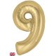 (image for) Oaktree 34" Gold Silk Number 9 Shape Balloons