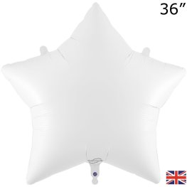 (image for) 36" White Star Foil Balloons Packaged