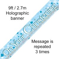 (image for) On Your Christening Blue Holographic Dot Banner