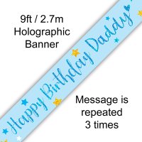 (image for) 9ft Happy Birthday Daddy Holographic Banner