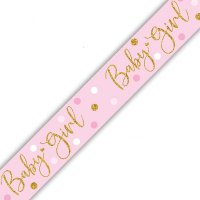 Sparkling Baby Girl Dots Holographic Banner