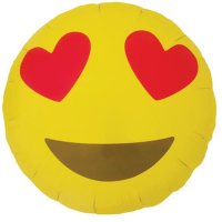 (image for) 18" Emoticon Heart Eyes Foil Balloons
